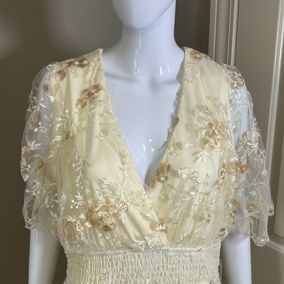 Baltic Born Eleanor Embroidered Midi Dress Cream Floral Vneck Lined Sz 1XL NEW - Picture 6 of 16